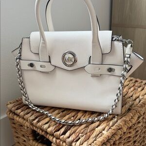 Michael Kors Cream Satchel with Silver Accents